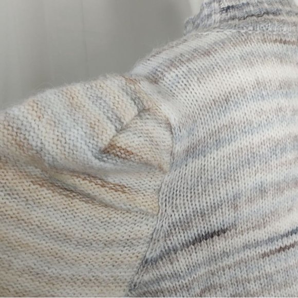 Halston Sweater L Puff Sleeve Space-Dyed Mock Neck Knit Cozy - Picture 7 of 10